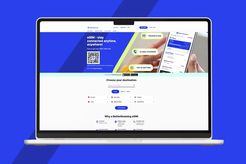 BetterRoaming laptop screen