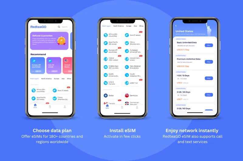 RedteaGO mobile phone screens