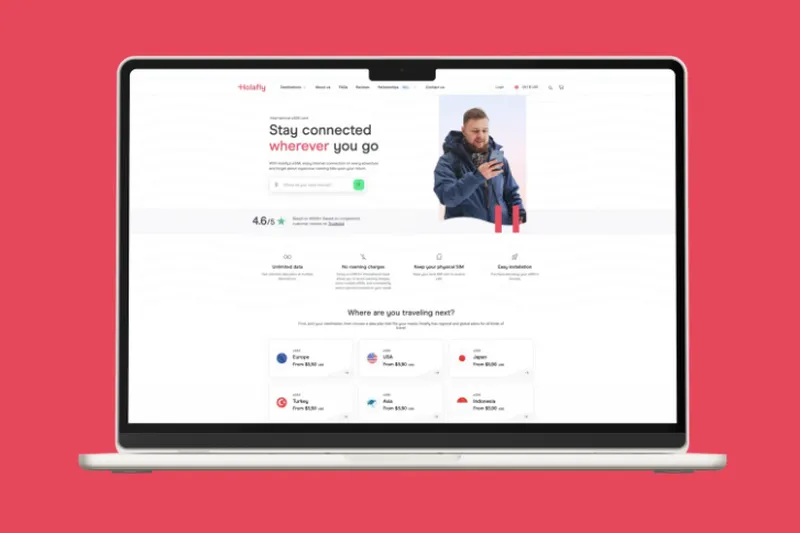 Holafly laptop screen