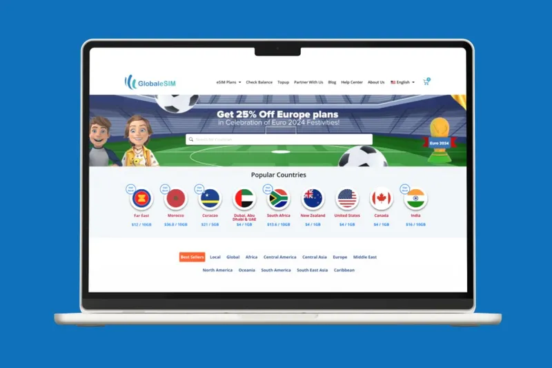 GlobaleSIM laptop screen